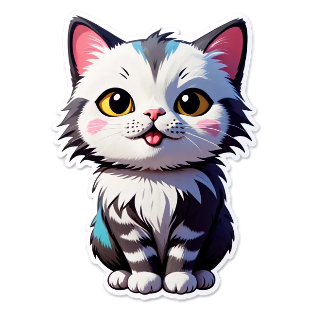 Sticker: fluffy cat Barsik