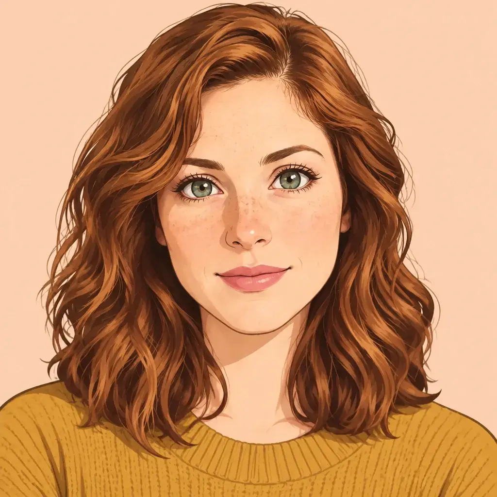 An anime-style portrait of a woman for an avatar, drawn from her photo