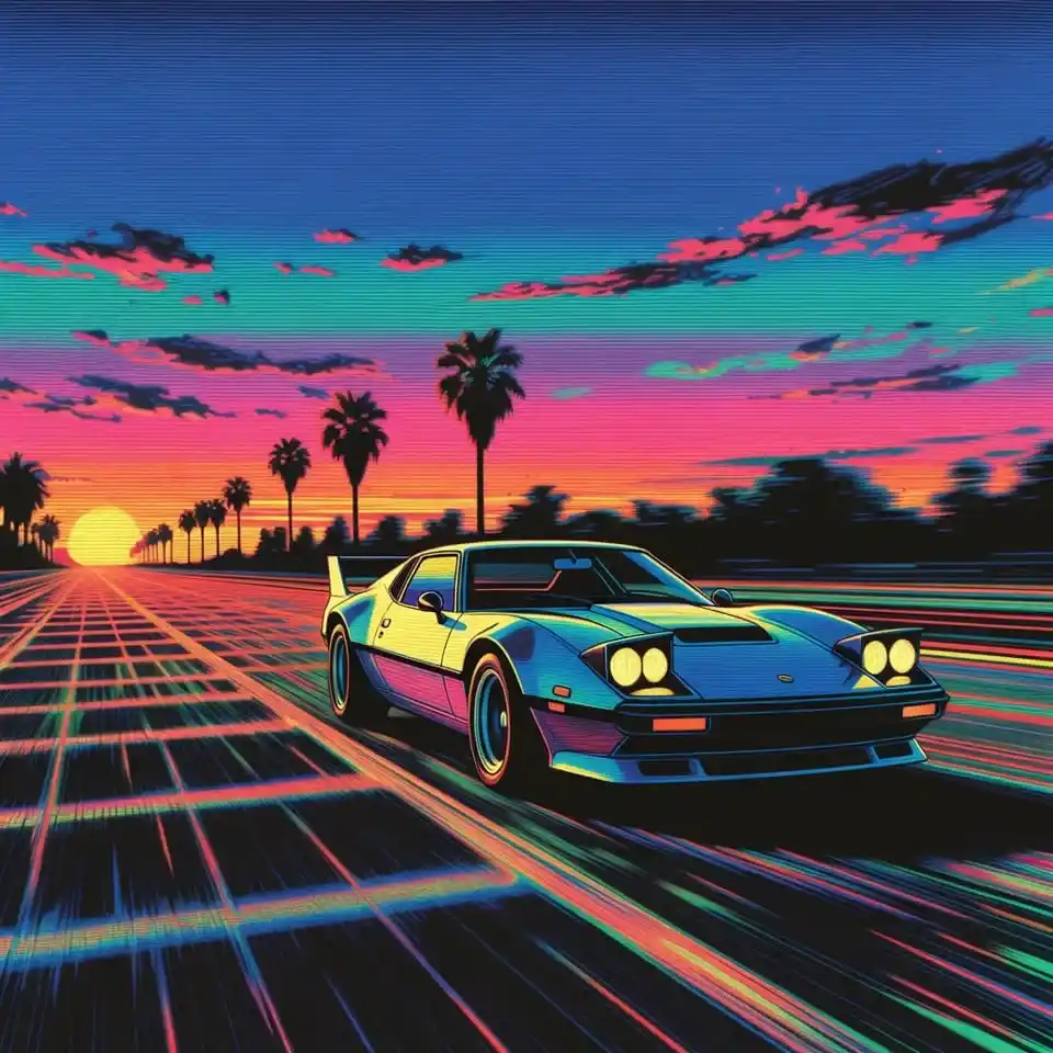 Ретро-футуризм / Synthwave — стиль ИИ-генерации изображений